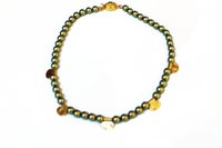Vintage Swarovski Pearl Choker, Avocado Green, June Birthstone Necklace