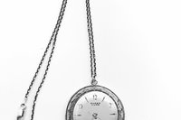 Recycled Watch Face Necklace, Sterling Silver Chain, Eco-Friendly Jewelry