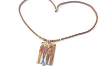 Vintage Cloisonne Pendant Necklace: Enamel Artwork on Leather Cord