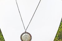 Recycled Watch Face Necklace, Sterling Silver Chain, Eco-Friendly Jewelry