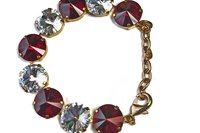 Vintage Swarovski Crystal Bracelet, Ruby Red, Emerald Green, Clear Crystals, Gold or Silver Tone