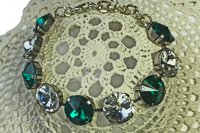 Vintage Swarovski Crystal Bracelet, Ruby Red, Emerald Green, Clear Crystals, Gold or Silver Tone