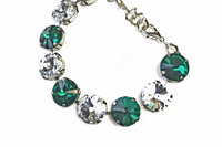 Vintage Swarovski Crystal Bracelet, Ruby Red, Emerald Green, Clear Crystals, Gold or Silver Tone