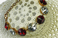 Vintage Swarovski Crystal Bracelet, Ruby Red, Emerald Green, Clear Crystals, Gold or Silver Tone