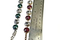 Vintage Swarovski Crystal Bracelet, Ruby Red, Emerald Green, Clear Crystals, Gold or Silver Tone