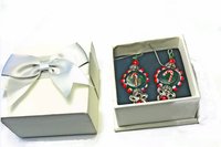 Handmade Glass Candy Cane Lightweight  Dangle Earrings, Red and Green Holiday Present