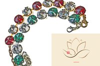 Vintage Swarovski Crystal Bracelet, Ruby Red, Emerald Green, Clear Crystals, Gold or Silver Tone