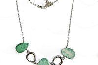 Amazonite Slice Necklace, Paper Clip Chain, Silver Connectors