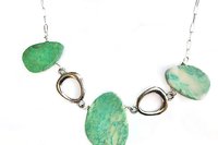 Amazonite Slice Necklace, Paper Clip Chain, Silver Connectors