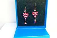 Red White Blue Lampwork Heart Earrings choice, Patriotic USA Jewelry