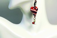 Red White Blue Lampwork Heart Earrings choice, Patriotic USA Jewelry