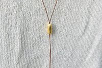 Boho Gold Plated Peanut Bead Necklace, Minimalist Brown Leather Chain