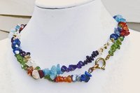 Rainbow Gemstone Chip Necklace: Multi-Strand Amethyst, Citrine, Topaz