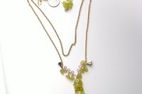 Green Jade Bead Necklace and Earrings Set, Brass Wire Wrapped Jewelry