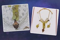 Green Jade Bead Necklace and Earrings Set, Brass Wire Wrapped Jewelry