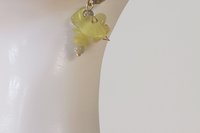 Green Jade Bead Necklace and Earrings Set, Brass Wire Wrapped Jewelry