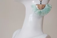 Dangle Nylon Fan Earrings: Avantgarde Fashion Jewelry, Choice of Color