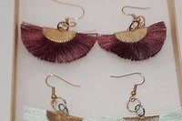 Dangle Nylon Fan Earrings: Avantgarde Fashion Jewelry, Choice of Color