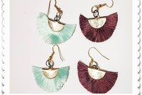 Dangle Nylon Fan Earrings: Avantgarde Fashion Jewelry, Choice of Color