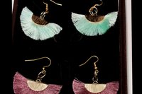Dangle Nylon Fan Earrings: Avantgarde Fashion Jewelry, Choice of Color