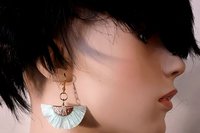 Dangle Nylon Fan Earrings: Avantgarde Fashion Jewelry, Choice of Color