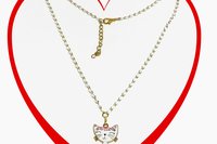 White Enamel Kitty Cat Jewelry Set: Adjustable Chain & Lever Back Earrings