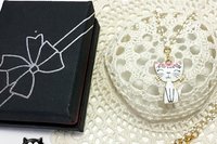 White Enamel Kitty Cat Jewelry Set: Adjustable Chain & Lever Back Earrings