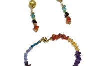 Rainbow Gemstone Nugget Jewelry Set: Bracelet & Dangle Earrings