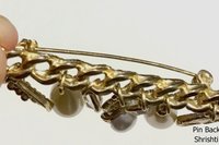 Repurposed Brass Brooch: Pearls, Crystals & Medallions - Shawl Pin