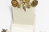 Repurposed Brass Brooch: Pearls, Crystals & Medallions - Shawl Pin