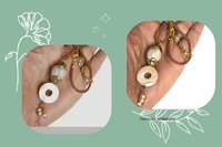 Lustrous June Birthstone Necklace, Large Freshwater Pearl & Mother of Pearl Pendant, Adjustable Silver Silk Cord, Gold Accents Lobster Clasp