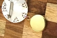 Vintage Mother of Pearl Watch Face Lotus Flower Brooch Pin, Brass Carved Flower, 1928