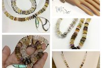 Large Multicolor Mother of Pearl Teardrop Pendant, matching color rondelle quartz beads and bracelet - jewelry set