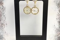 Vintage Mother of Pearl Watch Face and Mabe Pearl Light Weight Stud Style Gold Plated Earrings