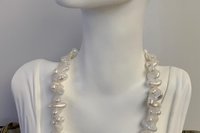 Natural White Freshwater Pearl Necklace Choker with Gold Plated Toggle Clasp