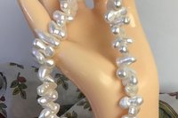 Natural White Freshwater Pearl Necklace Choker with Gold Plated Toggle Clasp
