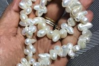 Natural White Freshwater Pearl Necklace Choker with Gold Plated Toggle Clasp