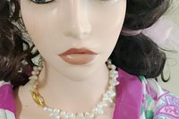 Natural White Freshwater Pearl Necklace Choker with Gold Plated Toggle Clasp