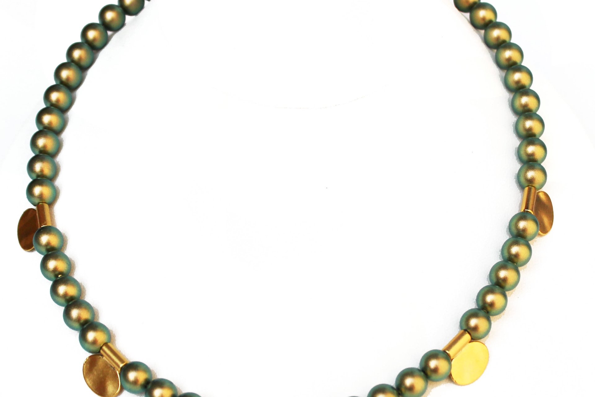 Vintage Swarovski Pearl Choker, Avocado Green, June Birthstone Necklace
