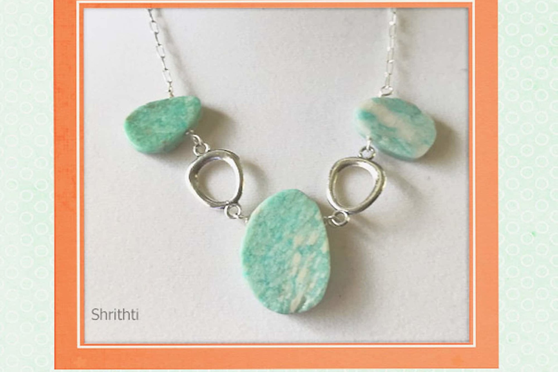 Amazonite Slice Necklace, Paper Clip Chain, Silver Connectors