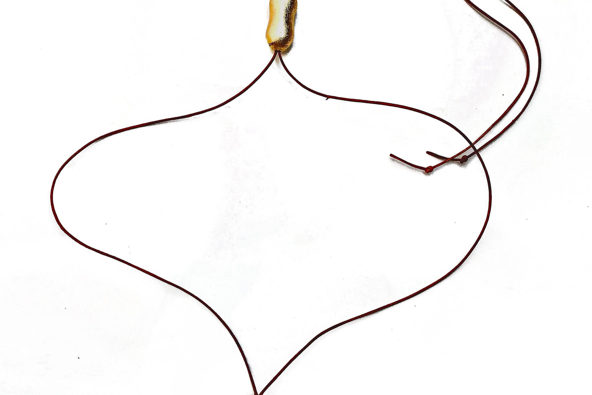 Boho Gold Plated Peanut Bead Necklace, Minimalist Brown Leather Chain