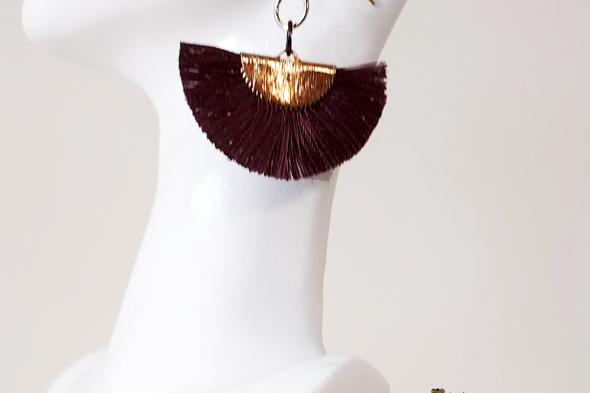 Dangle Nylon Fan Earrings: Avantgarde Fashion Jewelry, Choice of Color