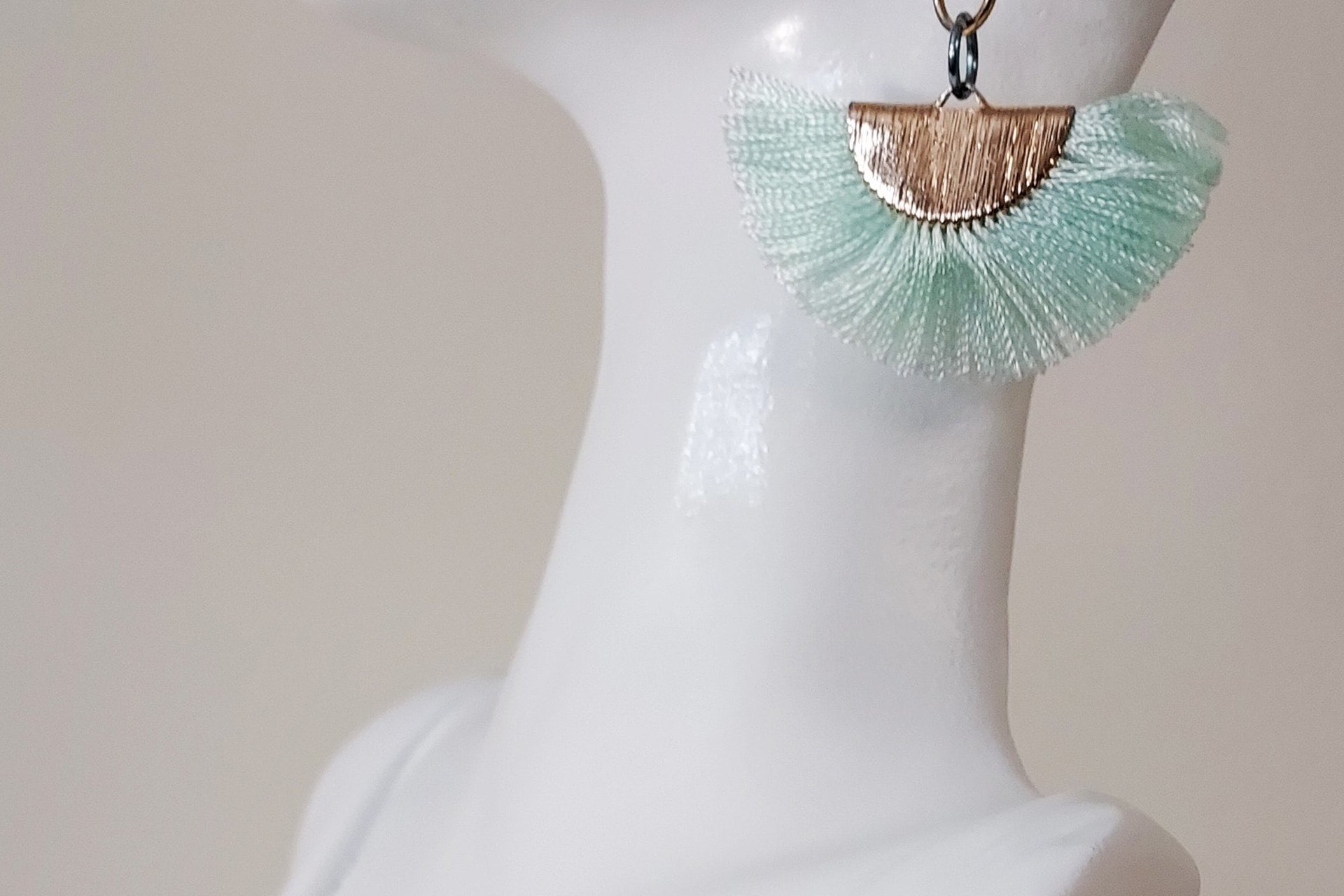 Dangle Nylon Fan Earrings: Avantgarde Fashion Jewelry, Choice of Color
