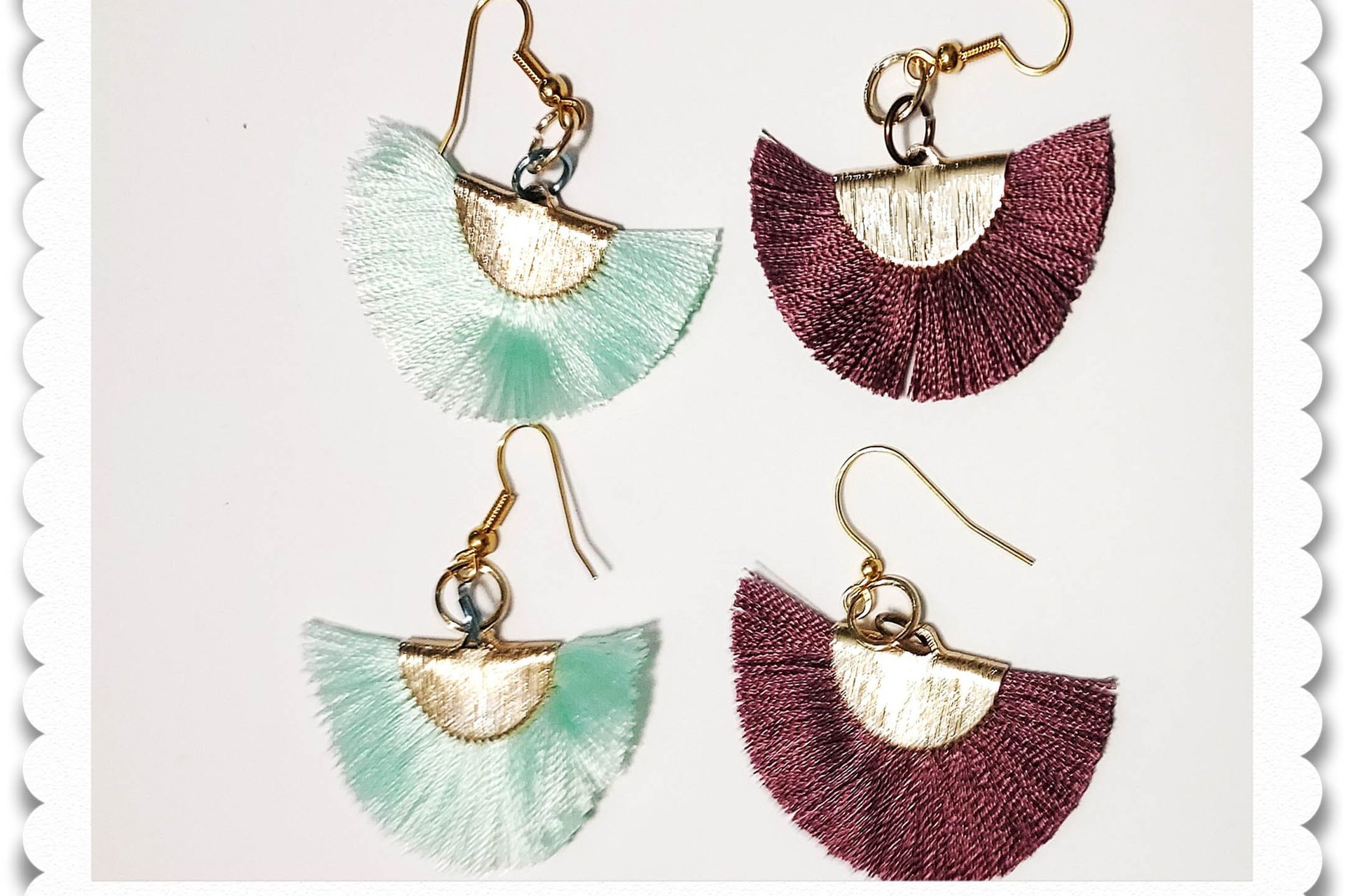 Dangle Nylon Fan Earrings: Avantgarde Fashion Jewelry, Choice of Color