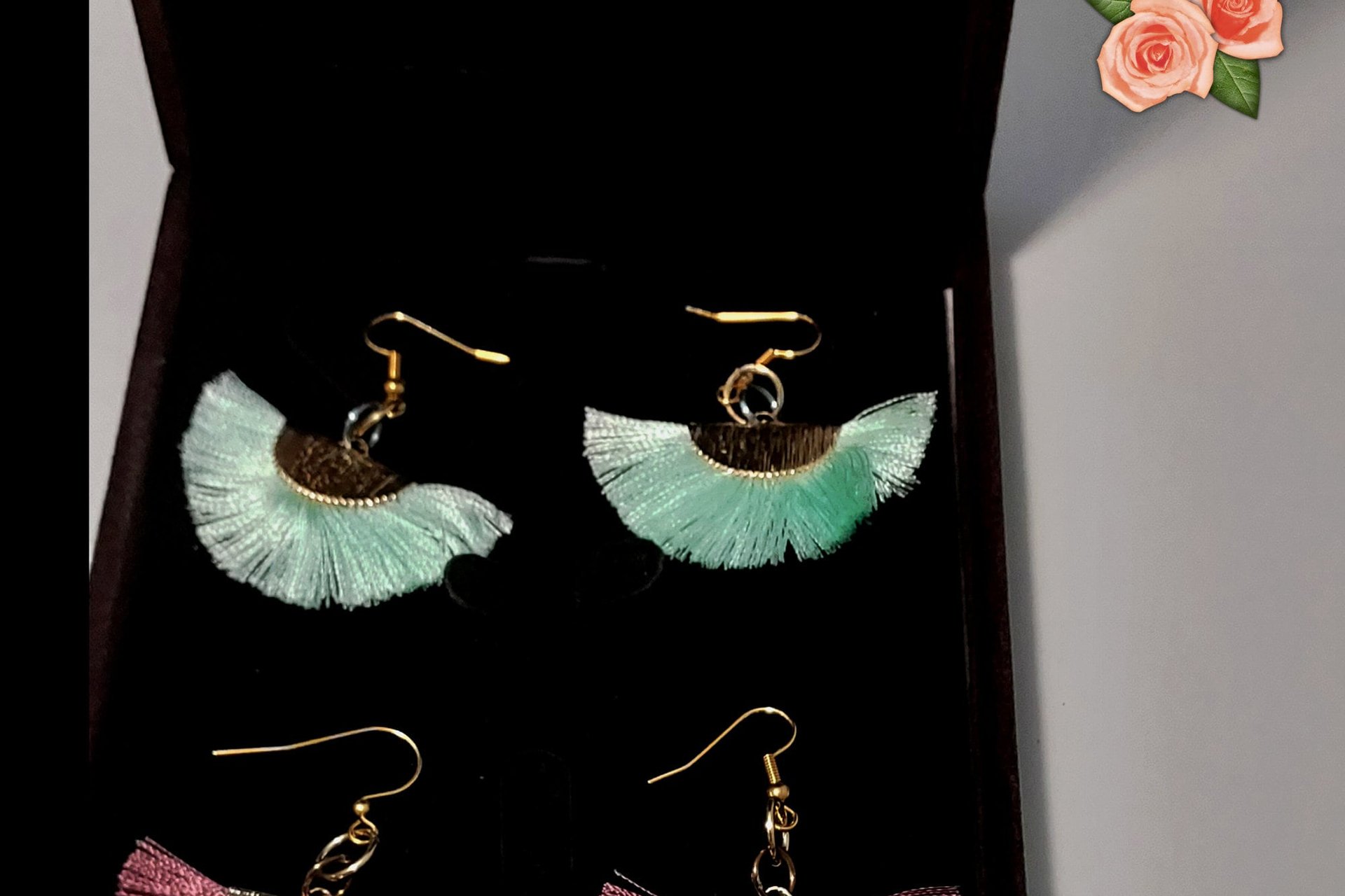 Dangle Nylon Fan Earrings: Avantgarde Fashion Jewelry, Choice of Color