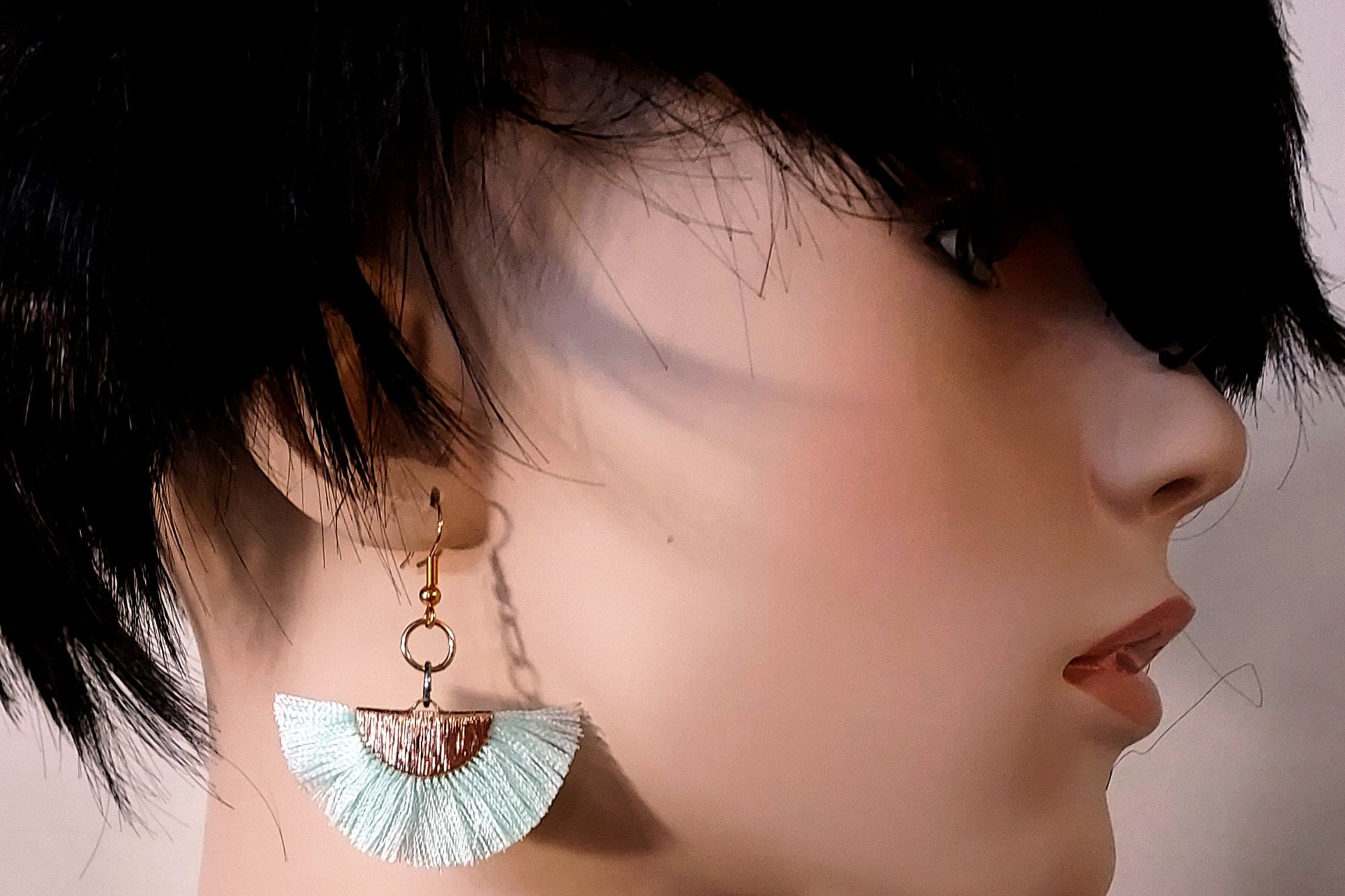 Dangle Nylon Fan Earrings: Avantgarde Fashion Jewelry, Choice of Color