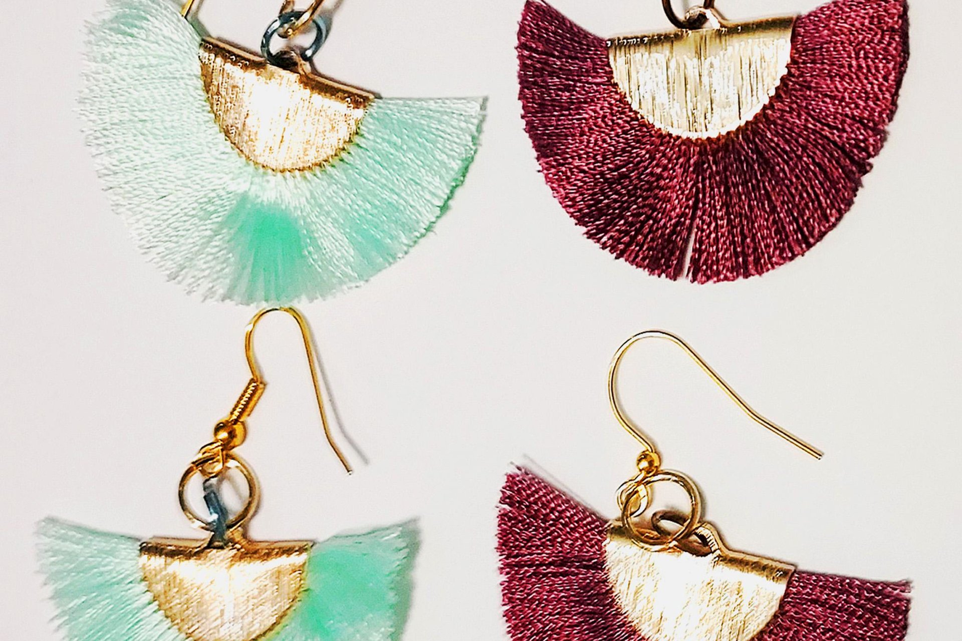 Dangle Nylon Fan Earrings: Avantgarde Fashion Jewelry, Choice of Color