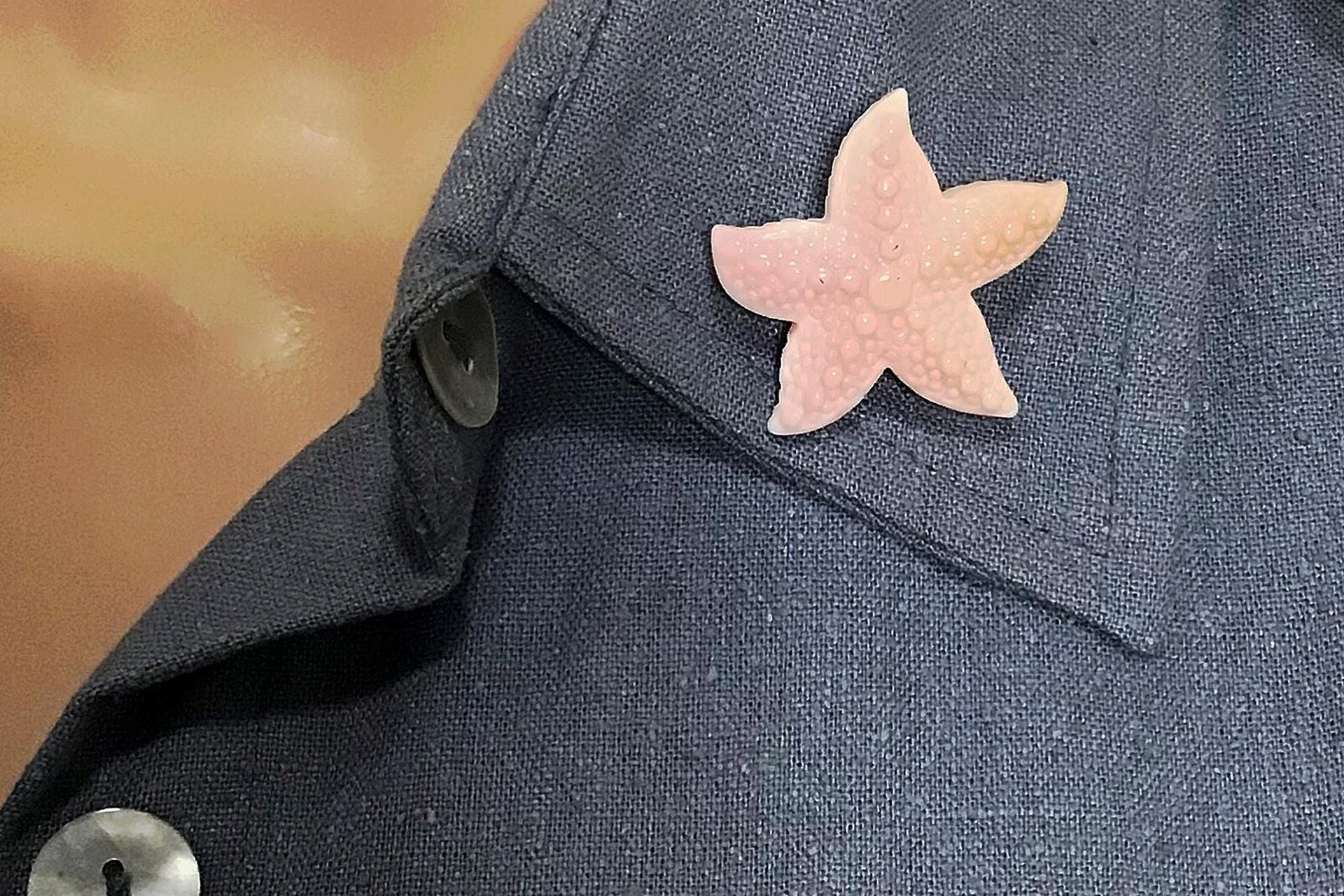 Nautical Elegance - Pink Starfish Pin for a Touch of Sea-inspired Glamour for Your Coat Lapels and Scarfs, Minimalist Style, natural shell