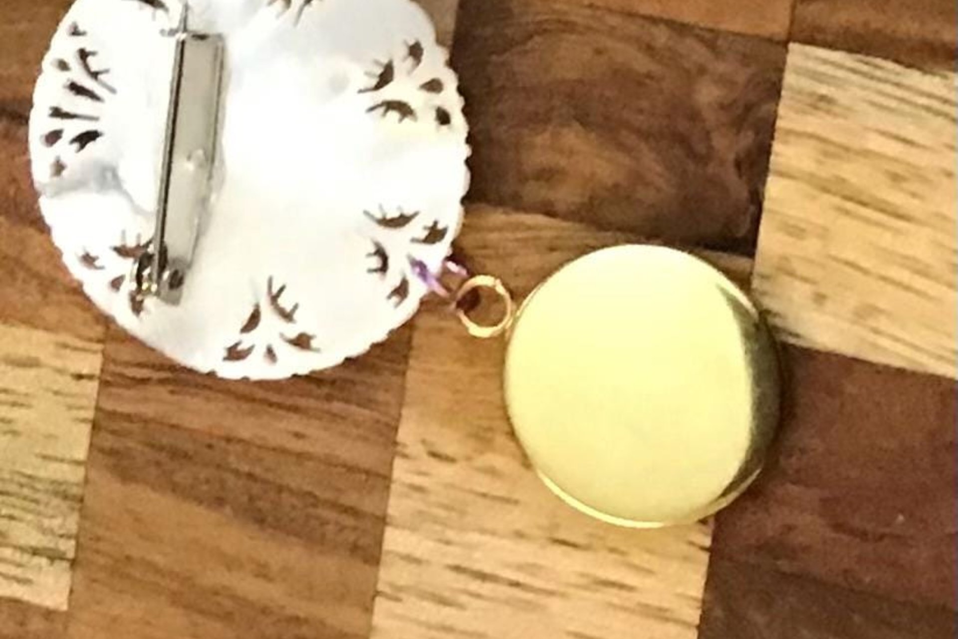 Vintage Mother of Pearl Watch Face Lotus Flower Brooch Pin, Brass Carved Flower, 1928